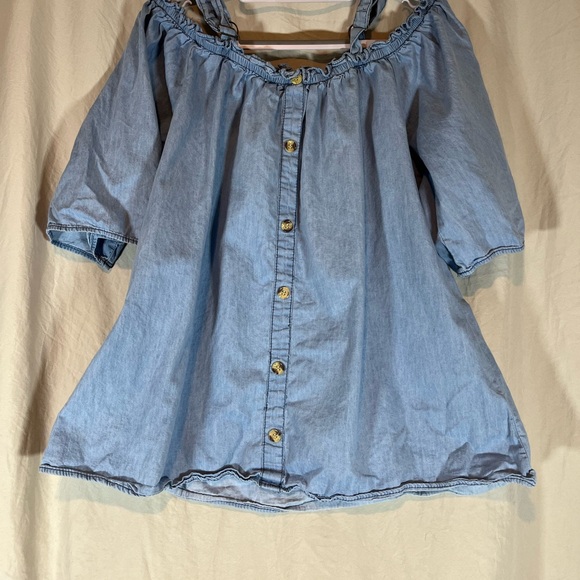 Millage Tops - Millage‎ Light Blue Ruffled Top